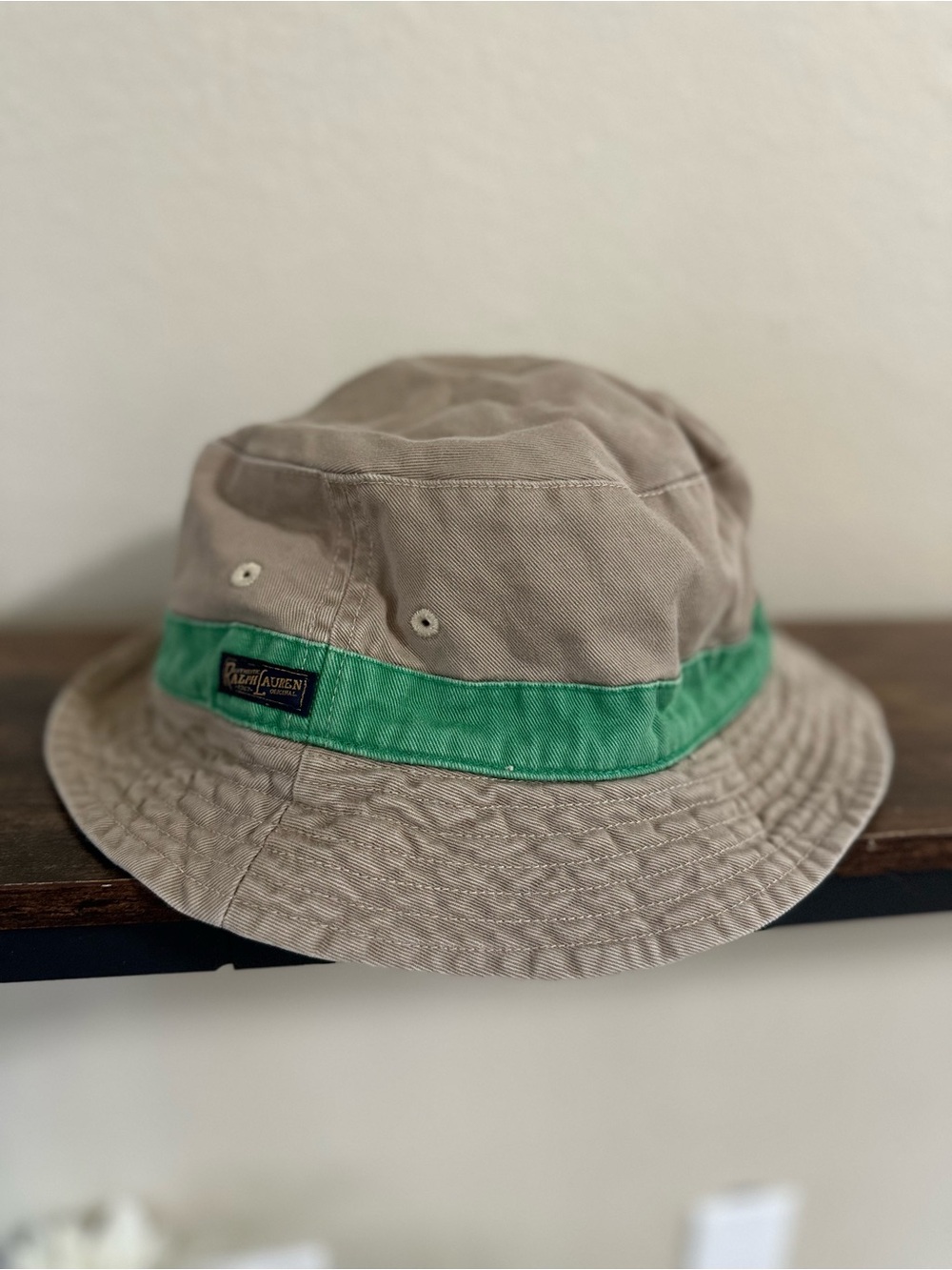 Ralph Lauren Tan Bucket Hat with Green Band